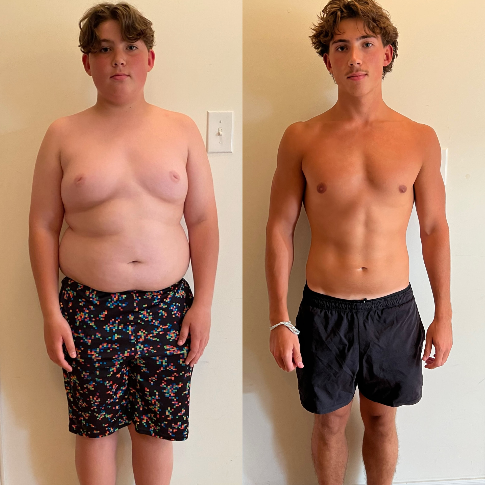 Teen client before and after significant fat loss transformation