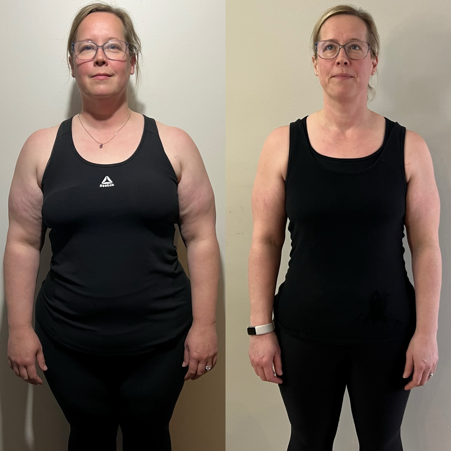 Female client before and after body composition transformation